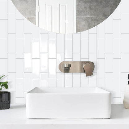 STICKGOO 10 Sheets Subway Tile Peel and Stick Backsplash, Extra Thick 3D Wall Tiles with Commercial-Grade Adhesive for Kitchen, Bathroom, Laundry Room,11.56"x8.38"(White)