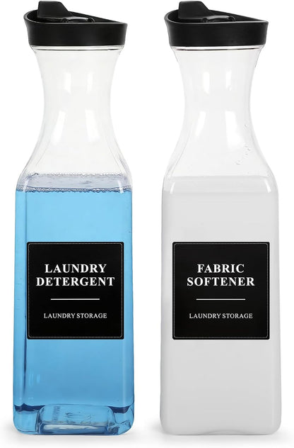 3 Pack Laundry Detergent Dispenser, Soap & Fabric Softener Dispenser, 54oz Detergent Containers, Laundry Room Organization and Storage Plastic Bottle for Scent Booster, Powder, Bleach (Height 12.2'')