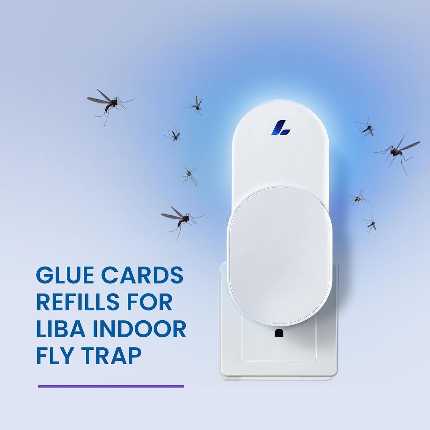 LiBa Fly Trap Indoor for Home, Plug-in Flying Insect Trap for Flies, Fruit Flies, Moths, Gnats, Mosquito Killer Insect Catcher Fly Tapper with 3 Refill Glue Cards for Home Office