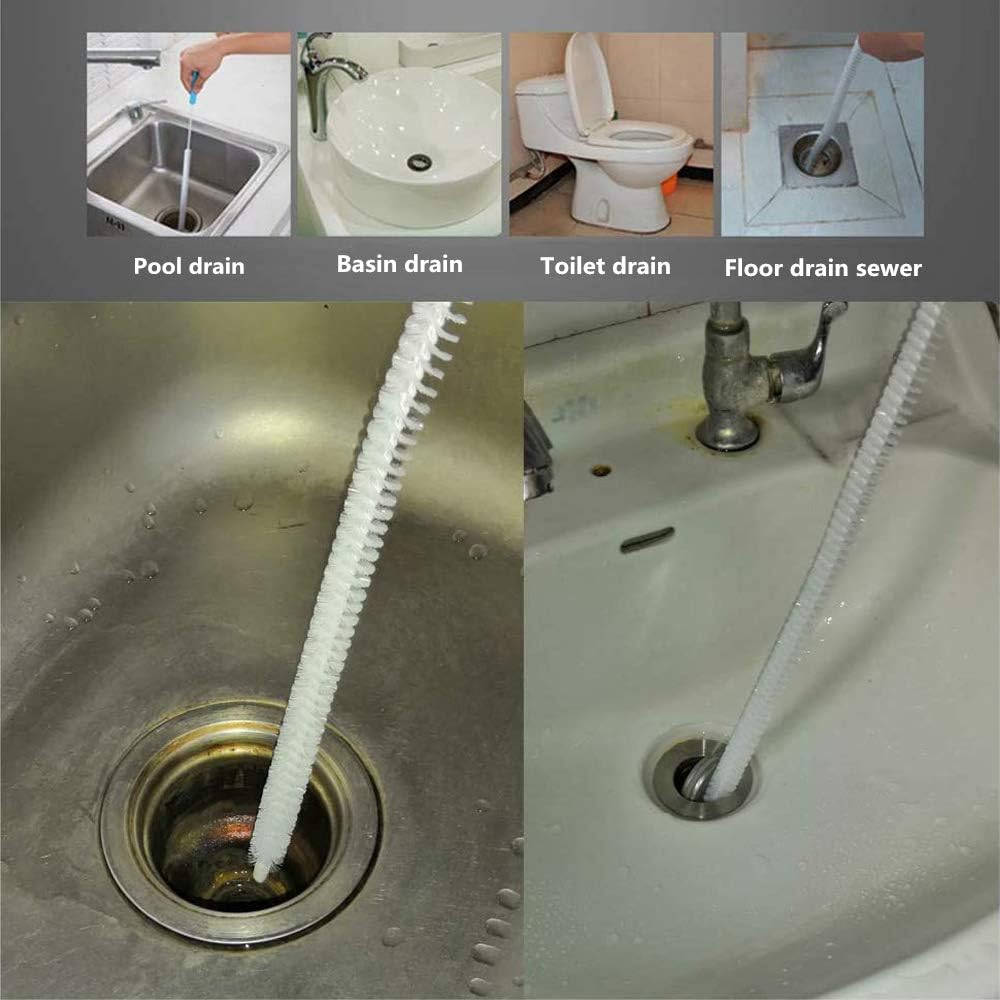 Jumper Joo Drain Snake Brush,Drain Brush for a Sink Drain, 28 inch (71cm), Sink Drain Brush Drain Clog Cleaning Brush,2pcs