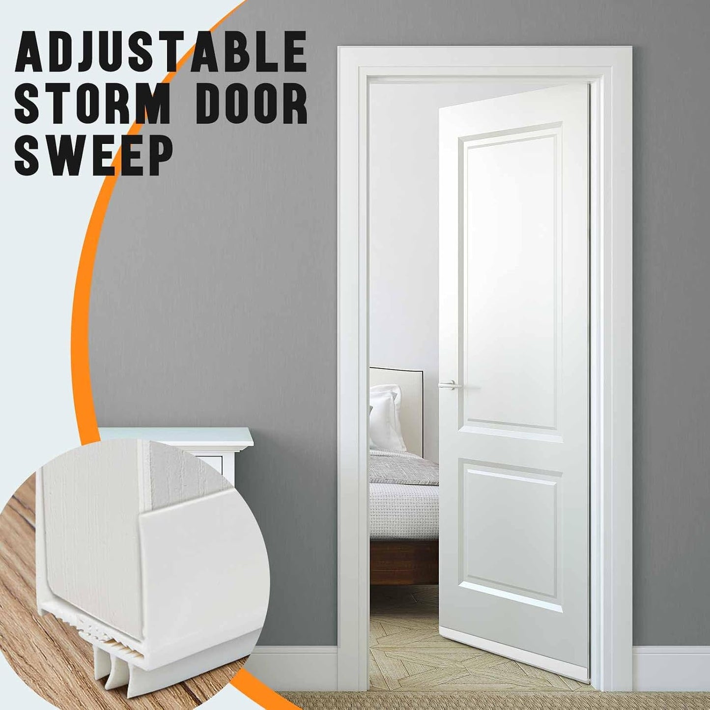 Pickmesh 4 Pcs 36 Inch Adjustable Storm Door Sweep for 1 to 1-2/5 in Bottom Seal Replacement Parts Under Draft Stopper Weather Stripping Threshold (White)