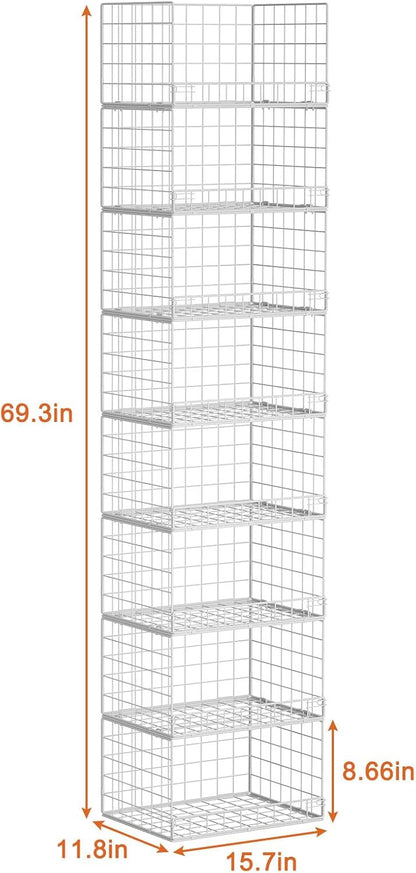 Yociyoga 4-Tier Stackable Closet Organizers and Storage Shelves, Foldable Closet Shelf Organizer, Black(Patent Protection)(Patent No. 30022416)