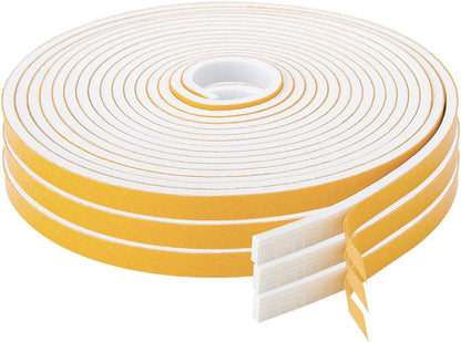 ToLanbbt White Door Window Weather Stripping Self Adhesive Foam Tape High Density Foam Sealing Strip Window Insulation Weatherproof Gasket Tape for Doors and Windows (1/2" W X 1/8" T X 16.5')