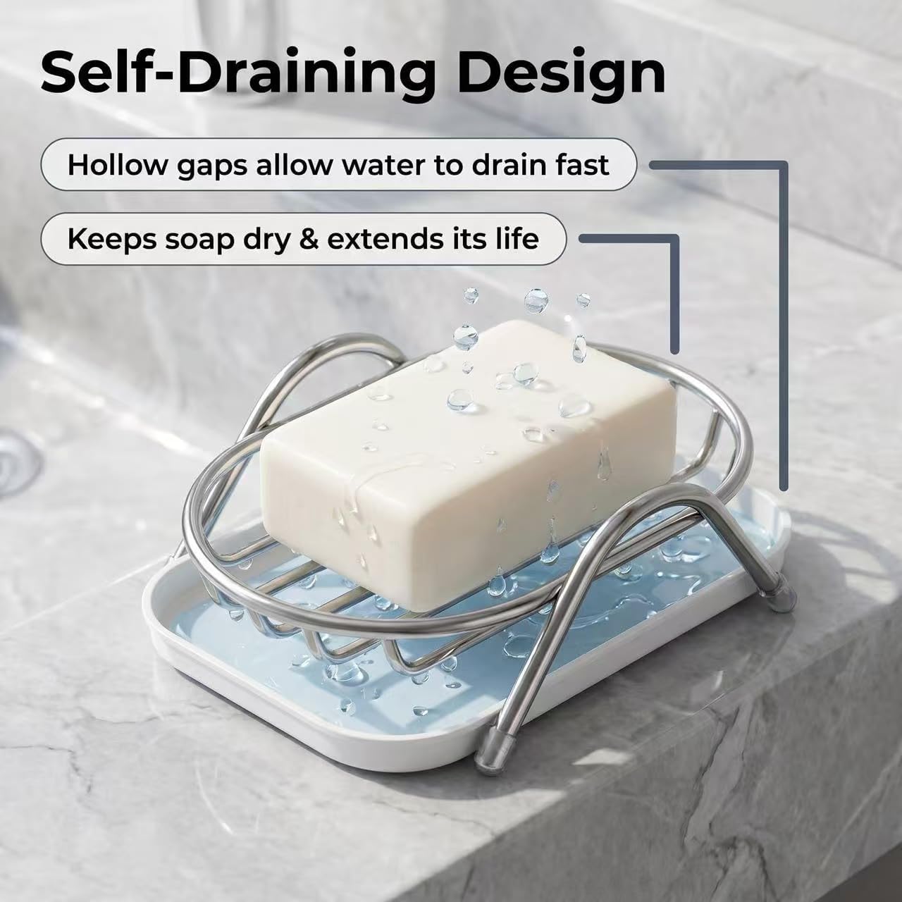 Soap Dish for Shower Bar Soap Holder Self-Draining Shower & Kitchen Sink Organizer