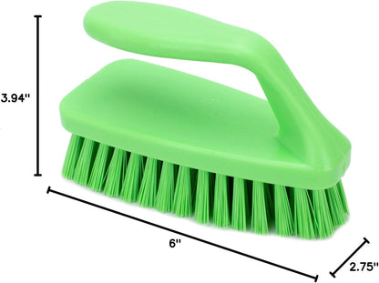 SPARTA Heavy Duty Scrub Brush, Hand Brush with Iron Shape Handle Design for Scrubbing Kitchen Pots and Pans or Bathroom Sink and Shower, 6 Inches, Black, Twin
