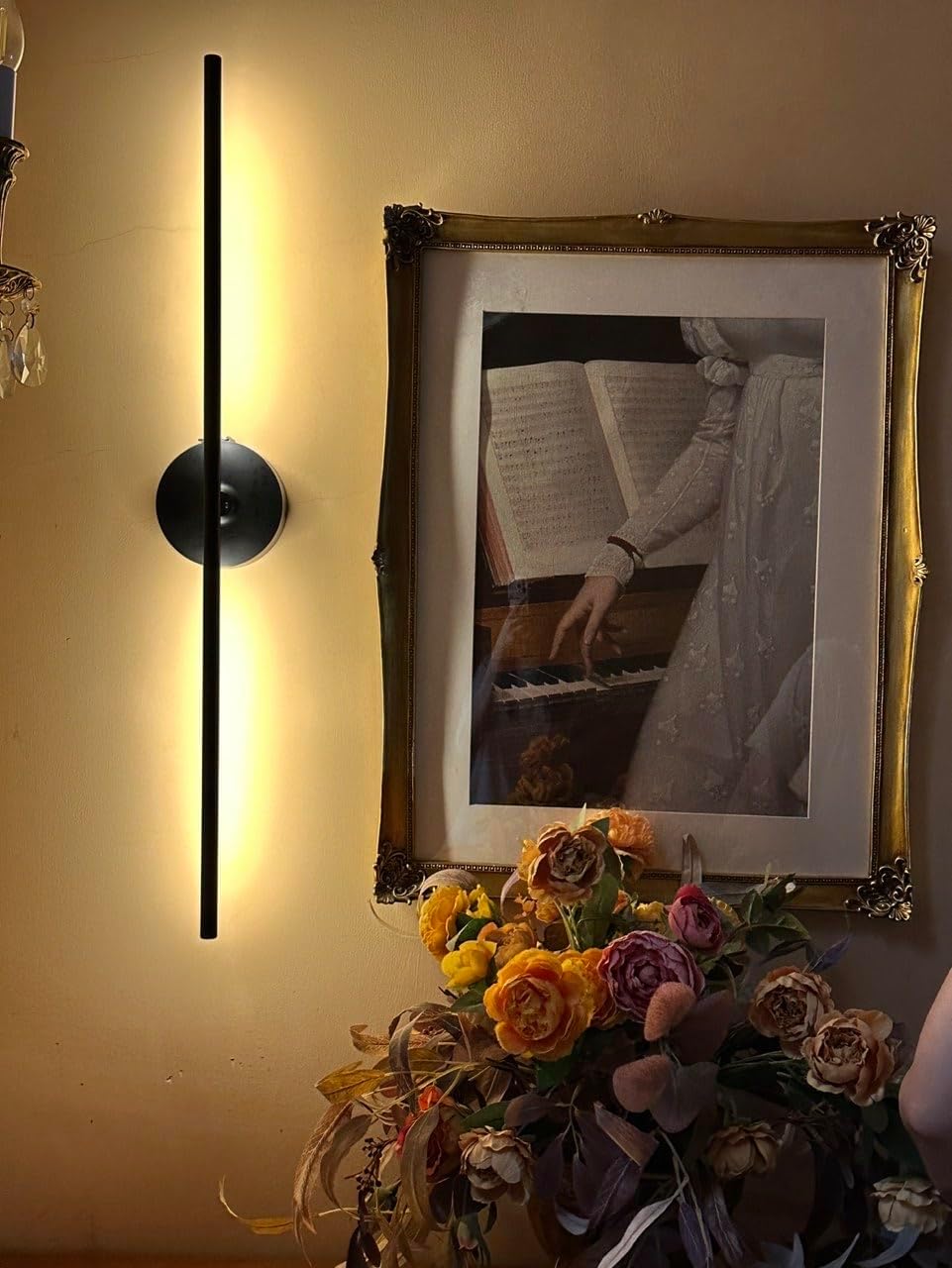 Battery Operated Wall Sconce Set of Two: Gold Wireless Rechargeable Wall Light with 10000mAh Detachable Battery and Remote, 360° Rotatable Scone Wall Decor for Bedroom Hallway Bathroom, 31.5inch