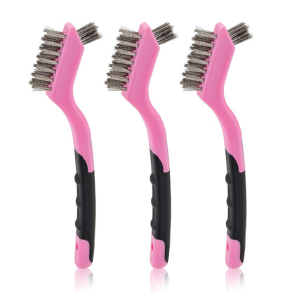 MAXMAN Small Cleaning Brush, Nylon Cleaning Brush 3-Pack, Hard Bristle Crevice Cleaning Brush, 7" Deep Clean Detailing Tools, Small Cleaning Brushes for Tight Spaces, Soft Nylon Bristles Brush, Pink