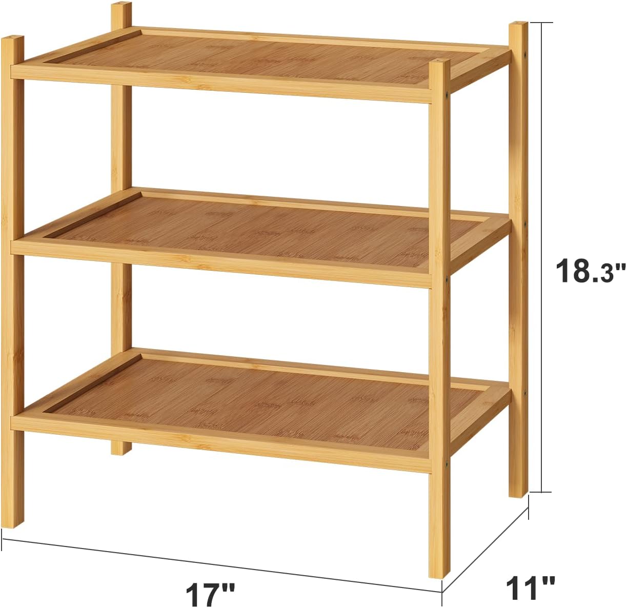 kiplant Small Shoe Rack, 4-Tier Bamboo Wood Shoe Rack for Entryway, Stackable Shoe Organizer for Hallway Closet, Free Standing Shoe Racks for Indoor & Outdoor
