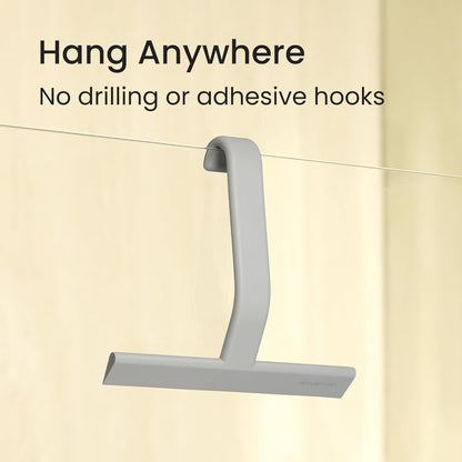 dancemoon JustHang Shower Squeegee for Glass Doors, All-in-One Award-Winning Silicone Squeegee with Built-in Hook for Bathroom, Window, Mirror, Tile Wall, Car, Streak-Free Cleaner Tool, 10-Inch Black