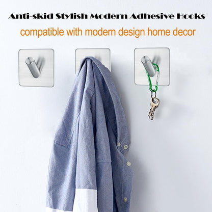 Fotosnow Matte Black Adhesive Wall Hooks, 15lbs Locking Curve Anti Slip Stainless Steel No Drill Stick On Hooks for Bathroom Shower Towel Coat Kitchen