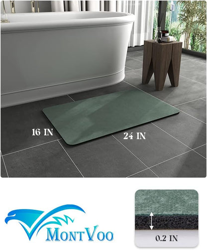 MontVoo -Bath Mat-Rubber Backing Non SlipThin Bathroom Rugs Fit Under Door- Quick Dry Absorbent Faux Suede Surface Grey Bathroom Floor Mats-Shower Rug for in Front of Bathtub Shower Gray 16x24