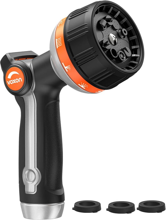 VOXON Hose Nozzle Heavy Duty 10 Spray Patterns - Metal Garden Water Hose Sprayer with Thumb Flow Control | On Off Valve, Nozzle Sprayer for Lawn & Plant Watering, Car & Pet Washing