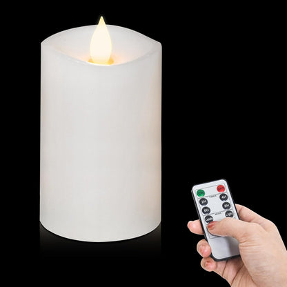3x4 Flickering Flameless Candles Set of 3,Real Wax Pillar LED Candles,with Timer,4 inch Flameless Candles with Remote,for Party Wedding Holiday Home Decor,Ivory