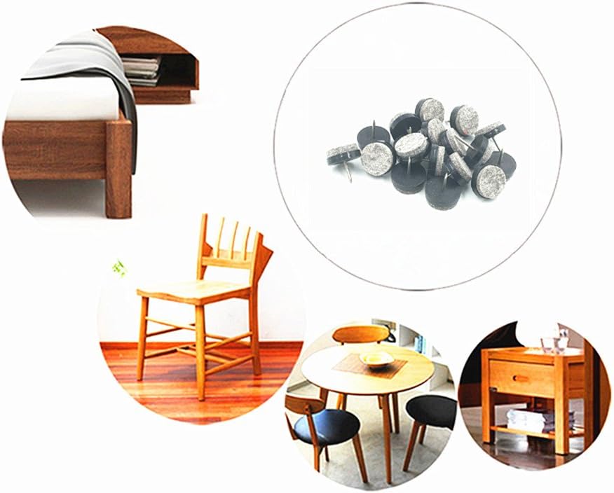 ALIMITOPIA 40pcs Furniture Felt Pad Heavy Duty Nail-on Chiar Slider Glide Pad Floor Protector for Wooden Furniture Chair Tables Leg Feet(Φ18mm or 0.7";Brown)