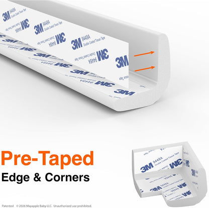 Roving Cove PreFit Fireplace Edge Corner Protector, Extra-Wide 9ft Edge 2 Corners, Pre-Taped 3M Adhesive, Baby Proofing Bumper Guards, Coffee Brown