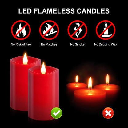 3x4 Flickering Flameless Candles Set of 3,Real Wax Pillar LED Candles,with Timer,4 inch Flameless Candles with Remote,for Party Wedding Holiday Home Decor,Ivory