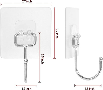 Large Adhesive Hooks, 20 Black Heavy-Duty 40 lb Adhesive Wall Hooks, Waterproof, Rustproof, Ideal for Hanging, Suitable for Bathroom, Kitchen, Home, Ceiling and Window