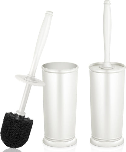 HAMITOR Toilet Bowl Brush Holder Set: 2 Pack Modern Deep Cleaning Bathroom Toilet Scrubber with Caddy for rv - Rim Decorative Accessories Cleaner Brushes for Toilet - Bronze1