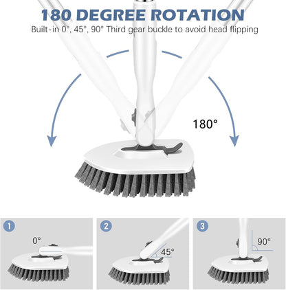 SetSail Tile Tub Scrubber Brush 3-in-1 Shower Scrubber with 52-inch Adjustable Long Handle Shower Cleaner Brush and 3 Detachable Replacement Brush Heads for Cleaning Bathroom Kitchen Walls Tub Tile