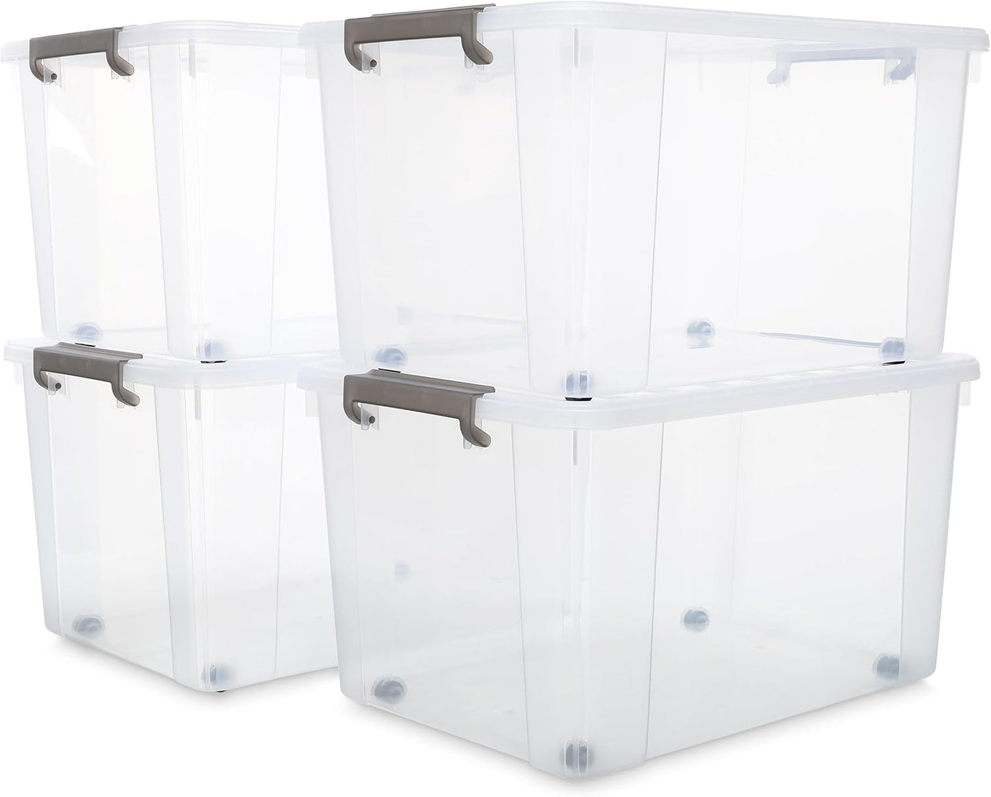 Citylife 57 QT Plastic Storage Bins with Double-Opening Lids, Storage Containers for Organizing, Large Clear Storage Box for Closet, Blankets, 2 Packs