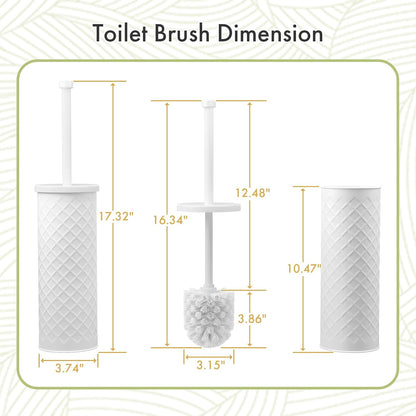 Toilet Bowl Brush and Holder Set 2 Pack with 4 Extra Brush Heads | Extra Long Handle with Splash Guard Cover, Tool-Free Installation, Bathroom Space-Saving, Cleaner Sets for Apartments, RV (White)