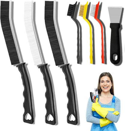 7 Pack Crevice Cleaning Brush, Household Use Multifunctional Hard Bristle Gap Cleaning Brush for for Kitchen,Bathroom, Car, Grout, Window,Tracks,Bathtub,Vehicle,Faucets,Bowl,Teapot,Cup