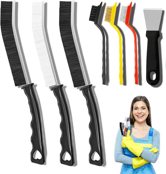 7 Pack Crevice Cleaning Brush, Household Use Multifunctional Hard Bristle Gap Cleaning Brush for for Kitchen,Bathroom, Car, Grout, Window,Tracks,Bathtub,Vehicle,Faucets,Bowl,Teapot,Cup
