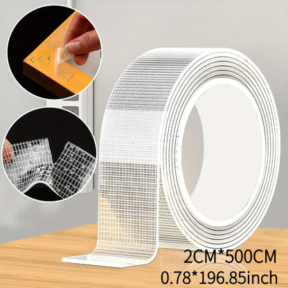5M Nano Double Sided Tape, Heavy Duty Transparent PET Adhesive, Reusable No Residue Mounting Tape, Strong Grip Adhesive for Home, Office & Car Use (Transparent Tape)