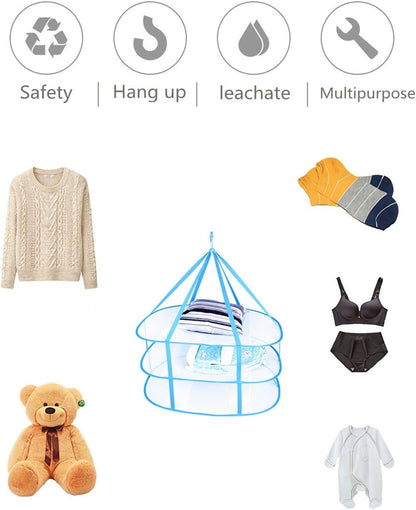 Large Folding Laundry Drying Rack, Clothes Drying Rack, Portable Sweater Drying Rack, Mesh Hanging air Dryer, Lay fold Flat Dry Hanger for Indoor Outdoor, Delicates, Towel, Socks,Swimsuit