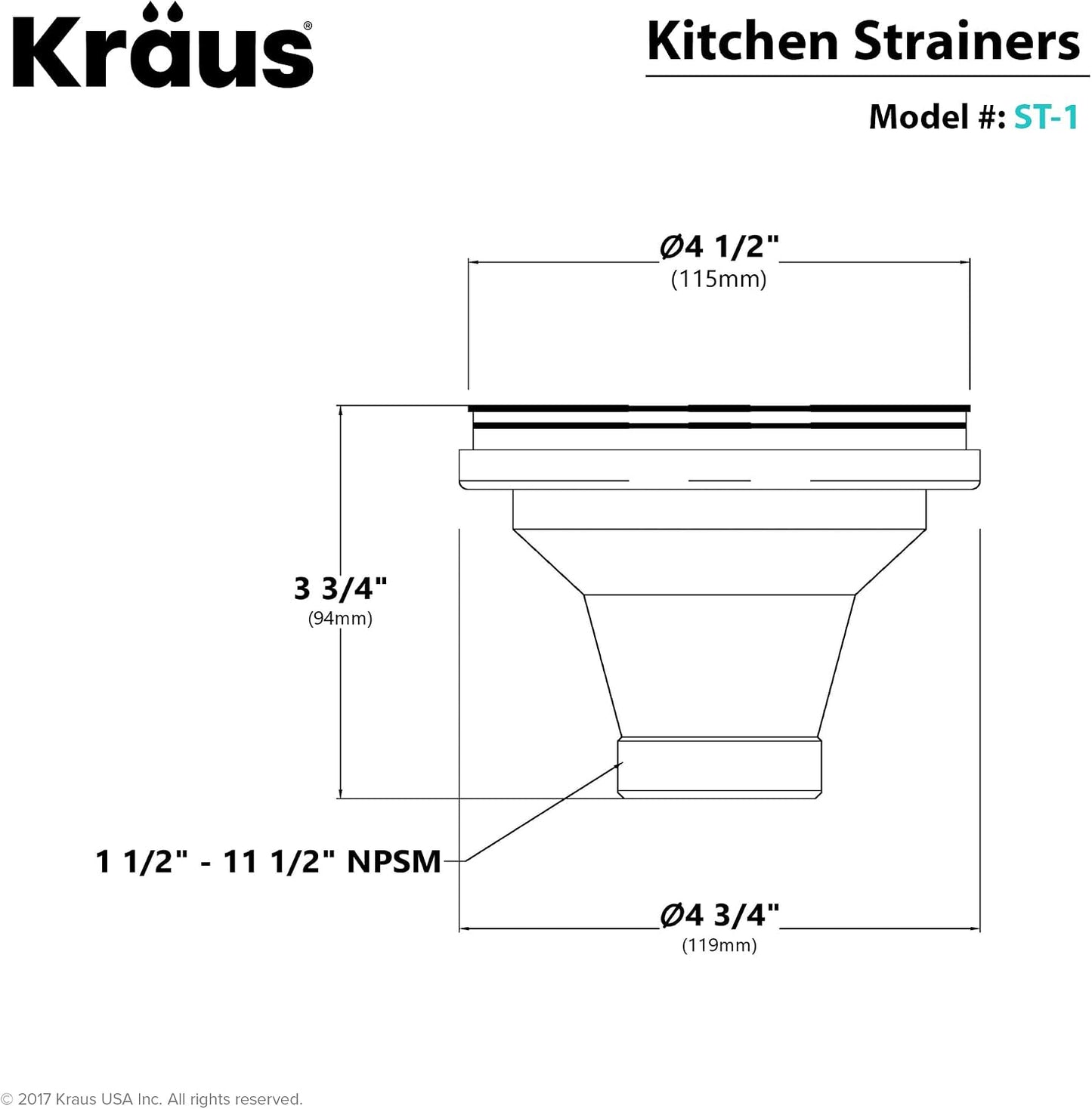 KRAUS Stainless Steel Basket Strainer, BST-1