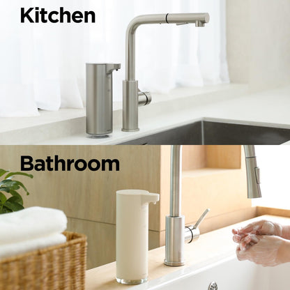 Mooas Automatic Foaming Soap Dispenser - Pure & Clean, Stainless Metal Rechargeable Electric Sensor, Touchless Dish Soap Dispenser for Kitchen & Bathroom, Commercial 9.4oz (Ivory)