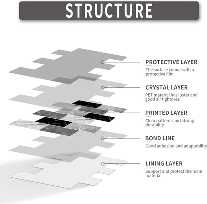 10 Sheets Peel and Stick Backsplash for Kitchen 12"X12" Back Splash Adhesive Subway Wall Tile Flat Vinyl Sticker for Bathroom on Renter Friendly Marble 2-6 (Not 3D Tile)
