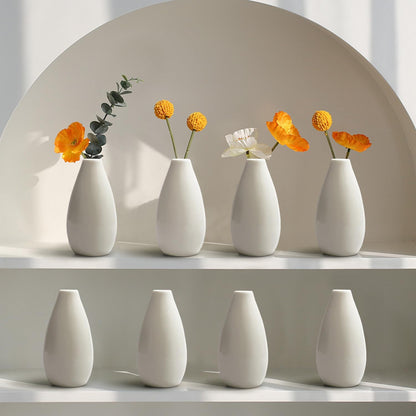 Modern Small Flower Vases 8 Pack - Ceramic, White