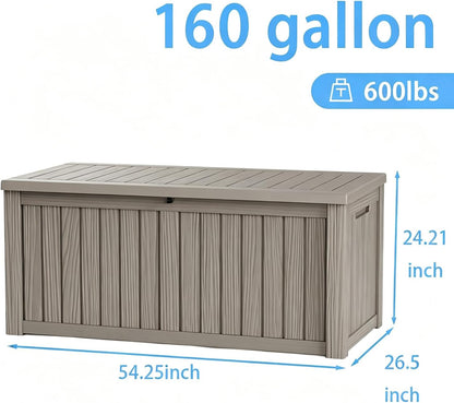 320 Gallon Waterproof Outdoor Storage Box, UV Resistant Resin Deck Box with Hydraulic Rod for Reinforced Stability, Perfect for Patio, Garden, and Pool（Black，320 Gallon）