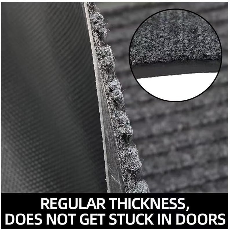Door Mat Non-Slip Washable Entryway Rug, Heavy Duty Striped Shoe Scraper for Indoor Outdoor Entrance Garage Patio (Black)