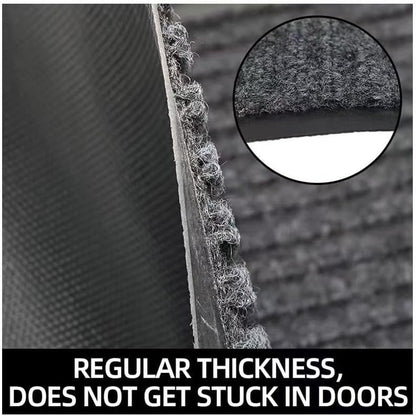 Door Mat Non-Slip Washable Entryway Rug, Heavy Duty Striped Shoe Scraper for Indoor Outdoor Entrance Garage Patio (Black)