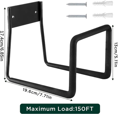 Metal Garden Hose Holder, Heavy Duty Wall Mount Hose Hanger for 150 FT | Rust-Resistant Wall Mount Hose Holder for Garden, Water & Expandable Hoses, Garage, Patio, Yard, Shed & Outdoor Storage