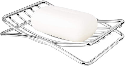 Soap Dish, Stainless Steel Bar Soap Holder for Shower, Self Draining Stand Soap Saver for Bathroom, Kicthen Sink and Countertop, Chrome 1-Pack