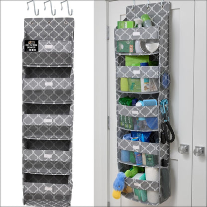 GORILLA GRIP Over the Door Shoe Organizer, 24 Large Breathable Mesh Pockets, Space Saving Hanging Storage Holder, Closet Rack Hanger Holds Up to 40 lbs, Hangs on Closets for Shoes, Accessories, Grey