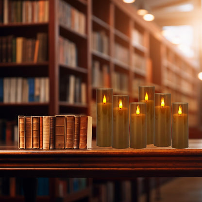 YOROXRG Set of 24 Waterproof Outdoor Flameless Candles, LED Candles with 4 Remote and Timer,(H 4" 5" 6" x D 2.2"),for Christmas,Halloween,Wedding,Festival