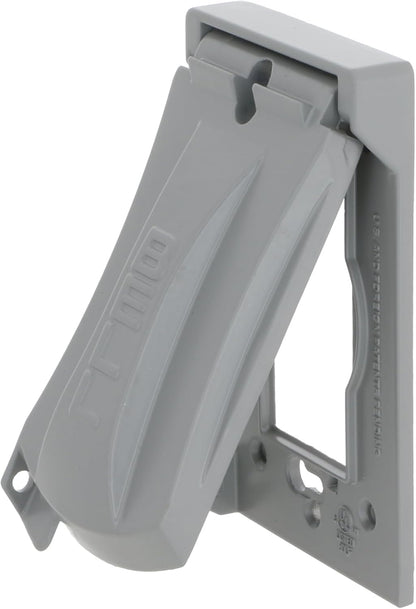 Hubbell Bell MX1050S Single-Gang Weatherproof Heavy Duty Universal Flip Cover, 2.87"W x 4.84"H, Gray Finish