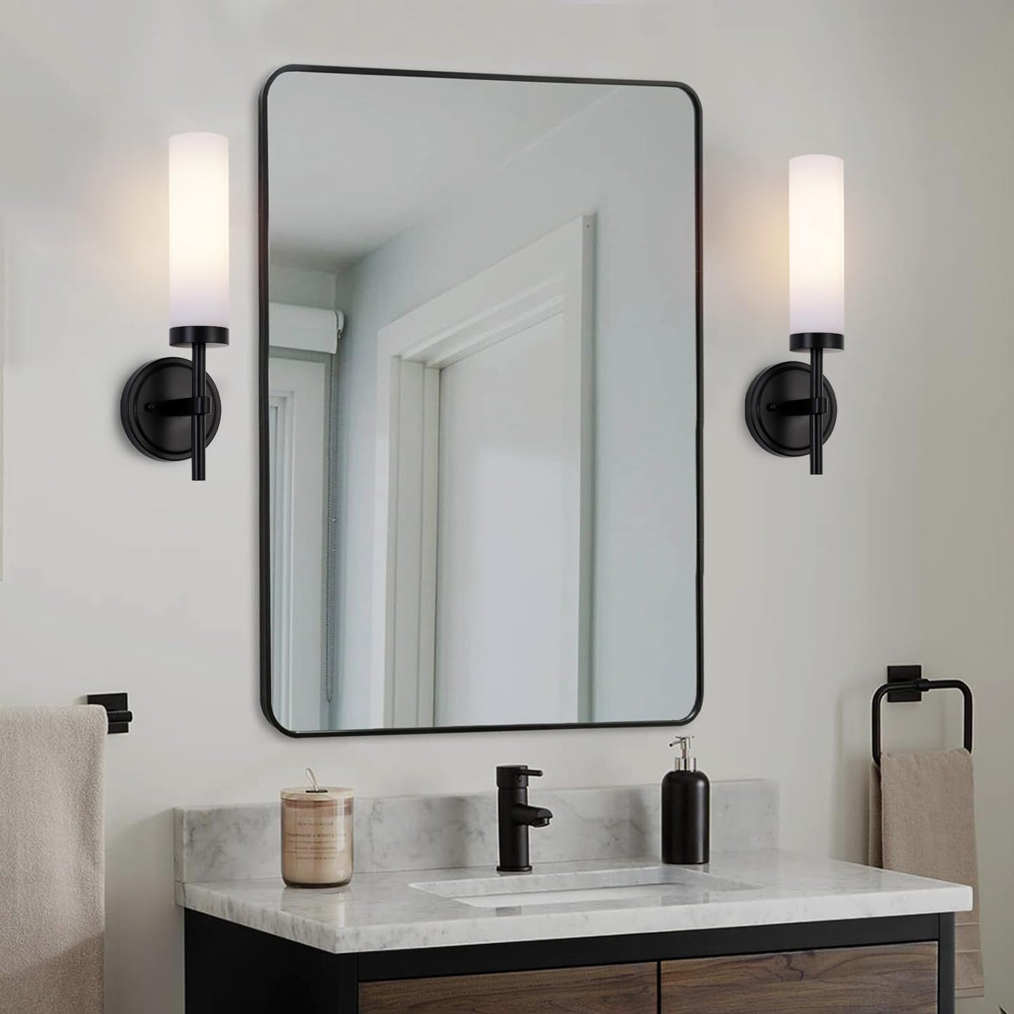 Wireless Wall Sconces with Remote Control, Battery Operated Wall Sconce Set of 2, Black & Gold Rechargeable Dimmable Wall Light for Bedroom Living room Bathroom Hallway Entryway Stairwell, 3000K