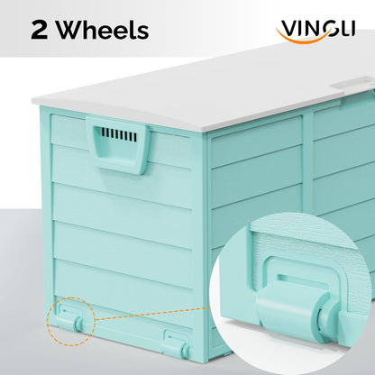 VINGLI 75 Gallon Outdoor Storage Box, Lockable Plastic Storage Containers with Lid, Patio Deck Box Furniture for Garden, Pool, Balcony, Yard (Coffee)