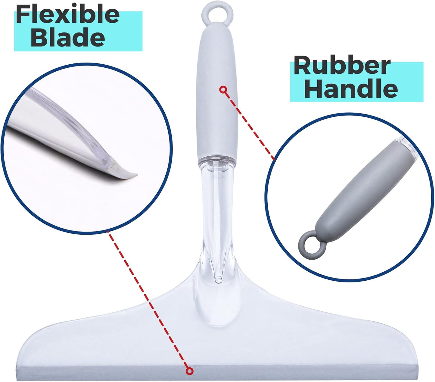 Window Squeegee for Home, Car Windshield Cleaner Tool with Extension Pole 20''-30'', Glass Door and Mirror Washer for Shower Cleaning