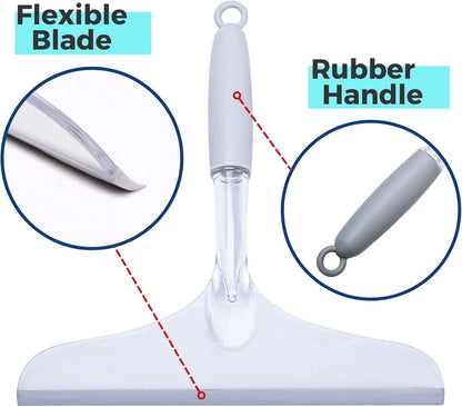 Window Squeegee for Home, Car Windshield Cleaner Tool with Extension Pole 20''-30'', Glass Door and Mirror Washer for Shower Cleaning