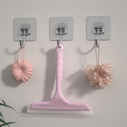 5" Silicone Shower Squeegee for Glass Doors & Car Windows - Small & Mini Size Streak-Free Cleaner, Bathroom, Mirror, Tile Scraper - Compact Pink with Hanging Hole, Kitchen Safe Water Blade