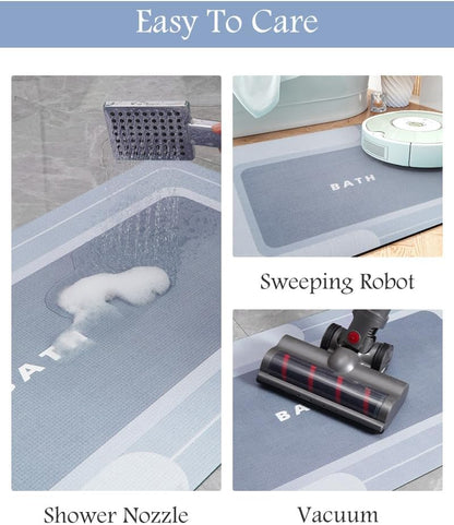 MontVoo-Bath Mat-Bathroom Mat Rug Non Slip Super Absorbent Stain Resistant Quick Dry Thin Bath Rug-Bath Mats for Bathroom Floor Bathtub Vanity-Bathmat Bath Rug Easy Care-17"x27" Grey