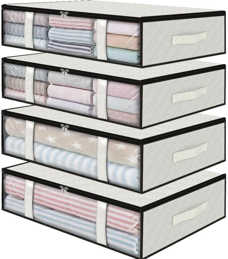 StorageRight Under Bed Storage Bags 3 Pack, 40L Large Clothes & Comforter Storage Containers with Clear Window, Breathable Fabric Organizer for Blankets, Bedding, Seasonal Clothing