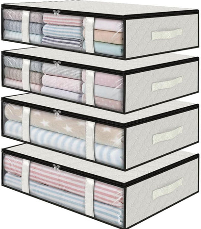 StorageRight Under Bed Storage Bags 3 Pack, 40L Large Clothes & Comforter Storage Containers with Clear Window, Breathable Fabric Organizer for Blankets, Bedding, Seasonal Clothing