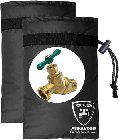 Enlarge Outdoor Faucet Cover for Winter Freeze Protection, 13” W x 25" H Hose Bib Covers Socks for Garden Lawn Faucets & Yard Hydrant, Reusable Long Insulated Spigot Cover, Black, 1 Pack